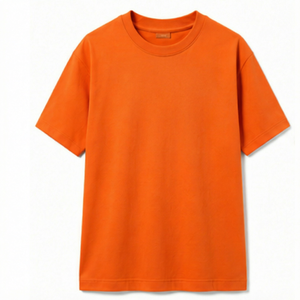 T-shirt pour homme en coton 100% orange, col rond, manches courtes, coupe classique, tissé, pour un usage décontracté - Product Image 2