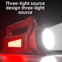 Projecteur LED d'urgence longue portée pour l'extérieur, camping, multifonctionnel, lumière puissante, batterie rechargeable, portée du faisceau de 500 m, super