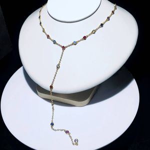 Sang trọng 18K vàng mạ Boho Áo len chuỗi trang sức 5A CZ cầu vồng y hình dạng dài chuỗi tua dây chuyền - Product Image 4