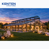 KENTEN, structure de serre de mariage en verre, bâtiment de réception de mariage mobile en aluminium noir de luxe, pour la décoration d'événements