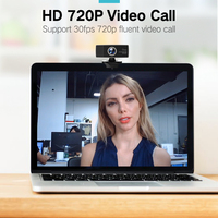 Gsou kamera Web 720P HD dengan penutup privasi dan Tripod, kamera Web komputer Streaming dengan ulasan lebar 77 derajat