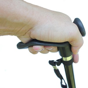 Aluminum Alloy Folding <b>Cane</b> Telescopic Height Adjustable Non Slip Walking Stick For Elderly People Black Left Or Right Hand - Product Image 2