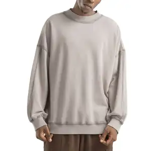 OEM Manufacturer Custom Blank Streatwear Sweater 100% Cotton French Terry Men Plain Oversized Sweatshirt
