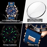 Jam Tangan Pria POEDAGAR 913 Luminous Sport Business Chronograph Mewah Fashion Tahan Air Tali Silikon Quartz