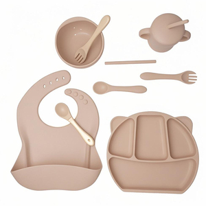 MHC Ensemble de repas en silicone pour enfants et bébés Passe au lave-vaisselle Vajilla De Silicona Para Bebes Ustensiles de cuisine pour enfants Biberons - Product Image 1