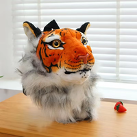 Sac à dos modèle tête de lion et tigre réaliste, jouet en peluche super doux, coton PP, anti-stress, finition lavée, vernissage UV