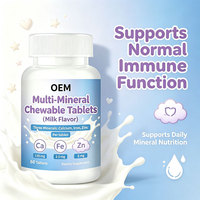Comprimés à croquer Calcium Fer Zinc, 130mg 2.5mg 2mg, Soutient la fonction immunitaire, 60 unités, OEM/ODM