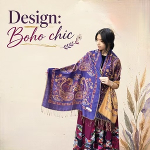 Châles ethniques rétro pour femmes, directement de l'usine, magnifiques châles en jacquard à franges, pashmina - Product Image 5