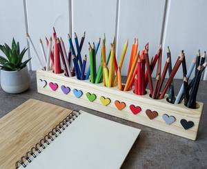 ペンホルダーケース2024パーソナライズされたギフトキッズアダルトデスク収納クレヨンパインウッドモンテッソーリデスクオーガナイザーアーティストペンシルホルダー - Product Image 3