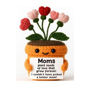 Hand-Crocheted Heart-Shaped Potted Flower a Soothing, Handmade <b>Yarn</b> Gift of Love - Product Image 1