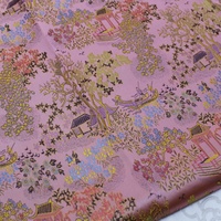Tissu de brocart jacquard à motif de paysage chinois de haute qualité Tissu mélangé de polyester pour boîtes à bijoux/artisanat
