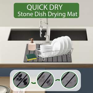 Tapete <span class=keywords><strong>de</strong></span> Secado <span class=keywords><strong>de</strong></span> Platos <span class=keywords><strong>de</strong></span> Piedra para Encimera <span class=keywords><strong>de</strong></span> Cocina, 24x16 16x12 Pulgadas, Grande, Gris, Plegable, <span class=keywords><strong>de</strong></span> Tierra <span class=keywords><strong>de</strong></span> Diatomeas Absorbente - Product Image 6