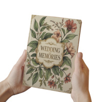 Carnet de notes/agenda de luxe A5 en cuir PU mat avec reliure cousue, impression personnalisée, idéal pour mariage, avec étui de protection