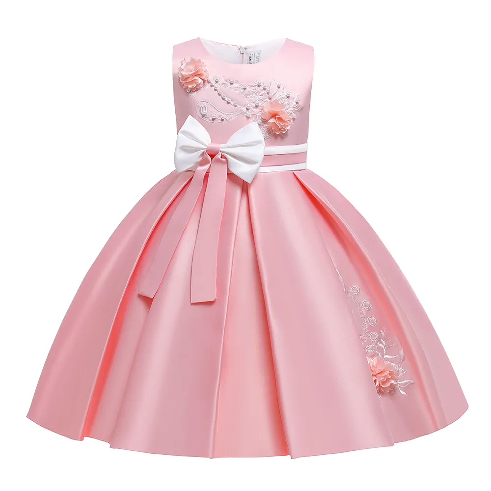 MQATZ Satin Pattern 4years Children Ball Gown Kids Flower Girl Party Dress L5285