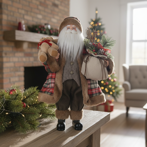 Nouveau modèle 2026 Babbo Natale 90 cm Toiles de fond haut de gamme Beige Ornements de Noël d'extérieur en velours - Product Image 3