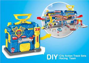 Rangement multifonctionnel pour enfants, jouets de <span class=keywords><strong>Parking</strong></span>, bricolage, assemblage de jouets, Garage avec élévateur, ensemble de piste de voiture d'action de ville - Product Image 6