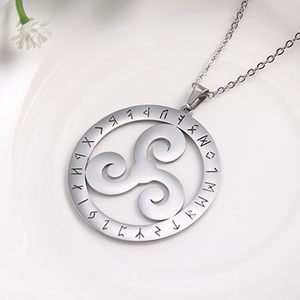 Myshape Rune futhark ngũ giác Vòng cổ triquetra Trinity Knot Ba xoắn ốc Mặt dây chuyền thép không gỉ tôn giáo Quà Tặng - Product Image 3