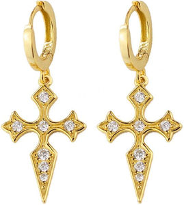 ต่างหูเงินแท้ 925 ดีไซน์ทันสมัย รูปทรงกางเขน ประดับลายพระเยซู แบบซ้อนได้ สไตล์นิรันดร์ - Product Image 1