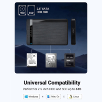Boîtier externe pour disque dur SATA USB3.0 de 2,5 pouces, boîtier en plastique, sans outil, 5 Gbps, prend en charge UASP pour SSD 6 To