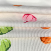 Tissu en maille côtelée imprimé citrouille 88,7 % polyester 11,3 % élasthanne pour pyjamas, fabriqué par des fabricants de Shaoxing, Chine