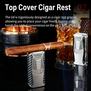 Encendedor de Antorcha DEBANG, Triple <span class=keywords><strong>Llama</strong></span>, Tres Fuegos, Encendedor de Cigarros 5 en 1, Multifuncional, Potente, Cortador de Cigarros, Punzón, Poker - Product Image 3