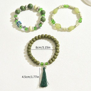 Women's <b>Beaded</b> Bracelet <b>Set</b> Green Butterfly Design Zinc Alloy Gift Jewelry SL7670 - Product Image 3