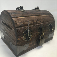 Petite boîte à trésors en bois décorative, style antique, coffre de pirate avec serrure et clé, pour bijoux, jouets, cartes de tarot, cadeau d'anniversaire