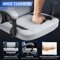 Chaise de jeu vidéo à dossier haut en tissu respirant à hauteur réglable pour joueur chaise d'ordinateur de bureau avec repose-pieds