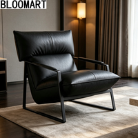 Fauteuil individuel de salon de haute qualité, semi-rembourré en cuir, avec structure métallique, fauteuil d'appoint