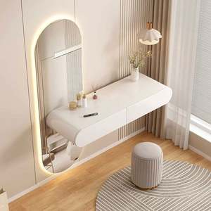 Modern Three-LED Light Mirror <b>Makeup</b> <b>Vanities</b> Intelligent Touch Switching Durable Wood <b>Vanity</b> Dresser Adjustable Storage - Product Image 2