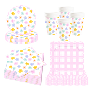 DAMAI - Artículos para Fiestas Florales de Primavera, Decoración para Baby Shower, Decoración para Despedida de Soltera en Rosa y Amarillo, Platos de Papel con Flores, Vasos Florales - Product Image 4