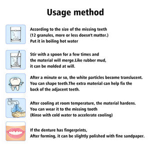 Granules de réparation temporaire des dents en <span class=keywords><strong>résine</strong></span> pour les lacunes dentaires Dents cassées manquantes Colle solide moulable Soins dentaires Bandes de blanchiment des dents - Product Image 4