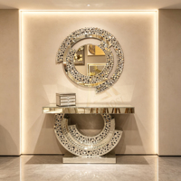 Console Moderne Miroir avec Accents en Verre Effet Diamant Broyé pour Entrée et Couloir – Meuble Décoratif