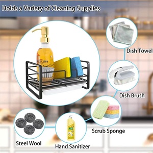 Égouttoir à éponge moderne transfrontalier, support de rangement mural écologique pour évier de cuisine, pour usage hôtelier, avec support pour boule de fer et savon - Product Image 5