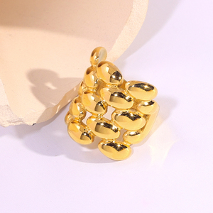 GOODLUCK Anneaux de mariage en acier inoxydable plaqué or 18 carats en forme de cœur avec pierres précieuses en zircon pour femmes Bijoux tendance - Product Image 2