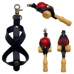 カスタム日本製けん玉ホルダーPUレザーキーホルダー、パーソナライズされた竹製けん玉おもちゃアクセサリー、けん玉ホルスター - Product Image 2