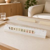 Support de Mahjong en Acrylique Nacré Blanc Personnalisé en Gros avec Poussoir Magnétique Motif Nuage Tourbillonnant Coquillage