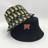 Op maat gemaakte, omkeerbare unisex bucket hats met geborduurd logo en bladmotief, bedrukt polyester/katoen, voor vissen & reizen