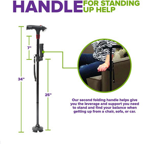 <span class=keywords><strong>Canne</strong></span> de marche pliante légère de voyage de qualité supérieure avec lampe de poche LED-alarme SOS-avec pointe de <span class=keywords><strong>canne</strong></span> Flexible antidérapante et poignée supplémentaire - Product Image 5