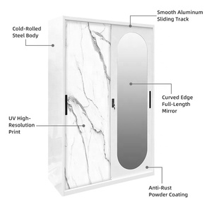 Armoire en acier verrouillable avec deux portes coulissantes, finition en tissu coloré, personnalisable pour l'impression, mobilier de <span class=keywords><strong>chambre</strong></span> - Product Image 2