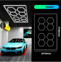 Kit de lampes LED hexagonales pour garage en gros, atelier, 8 grilles, matériau PC, AC85V-265V, 568W, haut lumen, IP55, 6500K, CRI80