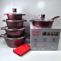 Ensemble de casseroles en alliage d'aluminium avec logo personnalisé, 11 pièces, ensemble de rangement de cuisine, pot de cuisine, cuisine à domicile, durable, antiadhésif, collection d'ustensiles de cuisine