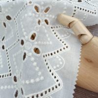 Tissu en dentelle brodée à œillets en coton blanc pour robe