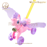 Mini jouets animaux de dessin animé à pousser à la main, licorne pour bébé et tout-petit, jouet à pousser et à tirer, apprentissage précoce, marcheur pour bébé, musique