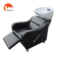 Fauteuil de lavage moderne pour barbier avec bac à shampoing en céramique pour SPA, salon de beauté, hôpital ou hôtel