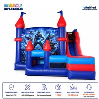 Château gonflable commercial pour enfants sur le thème des soldats de science-fiction, avec scène de bataille et toboggan, idéal pour les fêtes d'anniversaire