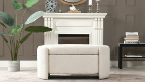 <span class=keywords><strong>Banc</strong></span> de rangement souple en tissu de bois au <span class=keywords><strong>design</strong></span> moderne <span class=keywords><strong>contemporain</strong></span> décontracté pour le salon, la maison, la vente en gros de tabourets et poufs - Product Image 3