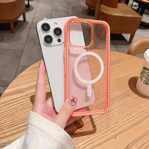 IVYMAX เคสโทรศัพท์พร้อมแม่เหล็ก,เคสใสลายกลิตเตอร์คริสตัลหรูหราสำหรับ iPhone XR 11 12 13 14 Pro Max