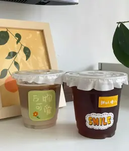 Xícaras de café plásticas para animais de estimação com impressão de logotipo personalizado por atacado, xícara de chá de leite descartável reciclável para bebidas