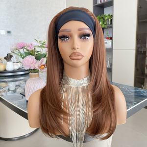 Perruque Bandeau Synthétique Courte Transparente, Lisse, Mélange de Couleurs Gingembre et Brun, Résistante à la Chaleur, pour Femmes Noires - Vente en Gros Fournisseur - Product Image 1